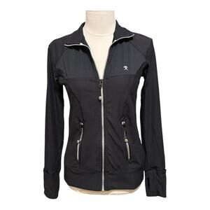 PN Jone Black Women's Sports Jacket Long Sleeve Size 8/Medium Zipper Pockets